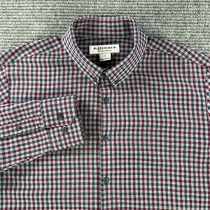 Mizzen + Main Leeward Trim Fit Performance Shirt Mens Large Garnet Gingham Dress